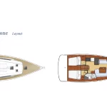 Layout della barca a vela Beneteau Oceanis 41.1 "Arianna" di Spartivento Charter