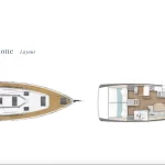 Layout della barca a vela Jeanneau Sun Odyssey 440 "Magics" di Spartivento Charter